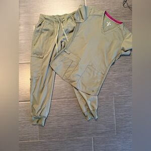 Med Couture Olive V-Neck Scrub Top